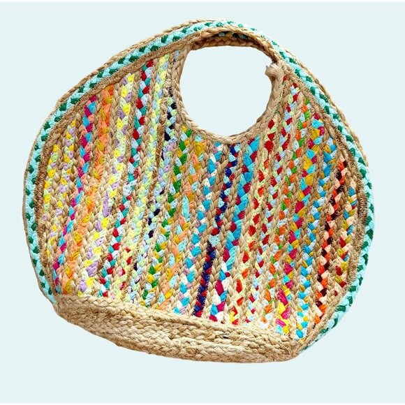 ARTIK KRAFT Rushi Jute & Multi Color Recycled Cloth Tote Bag - Picture 8 of 8